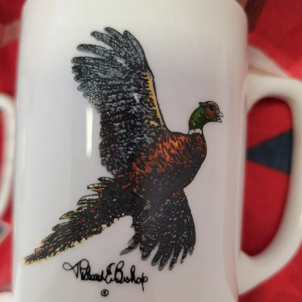 Richard E Bishop Waterfowl and Upland Game Birds Porcelain Coffee Mugs Set of 4